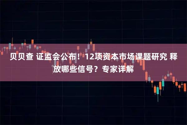 贝贝查 证监会公布！12项资本市场课题研究 释放哪些信号？专家详解
